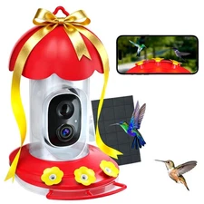 DOCOON Solar Hummingbird Feeder w/ 2K Camera for Outdoor Bird Watching