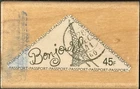 Hero Arts Faux Travel Postage French Bonjour Triangle Rubber Stamp