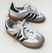 Adidas Samba OG Sneakers White With Green Stripes Rubber Sole Classic Kid  s Sz 6