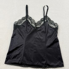 Vintage Sliperfection Nylon Slip Cami Womens 36 Black Lace Trim