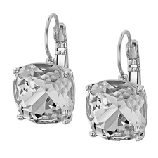 Kate Spade Square Drop Leverback Earrings Silver Sparkly Earring NEW Jewelry