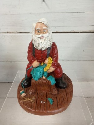Vintage Santa Sewing Doll Figurine Resin Christmas Workshop Decor Hand Painted 