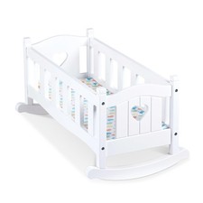 Wooden Doll Cradle Baby Crib Bed Mattress Acc...