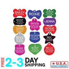 Durable Dog  Cat Tags - Personalized with Up to 8 Lines of Text, Various Shapes