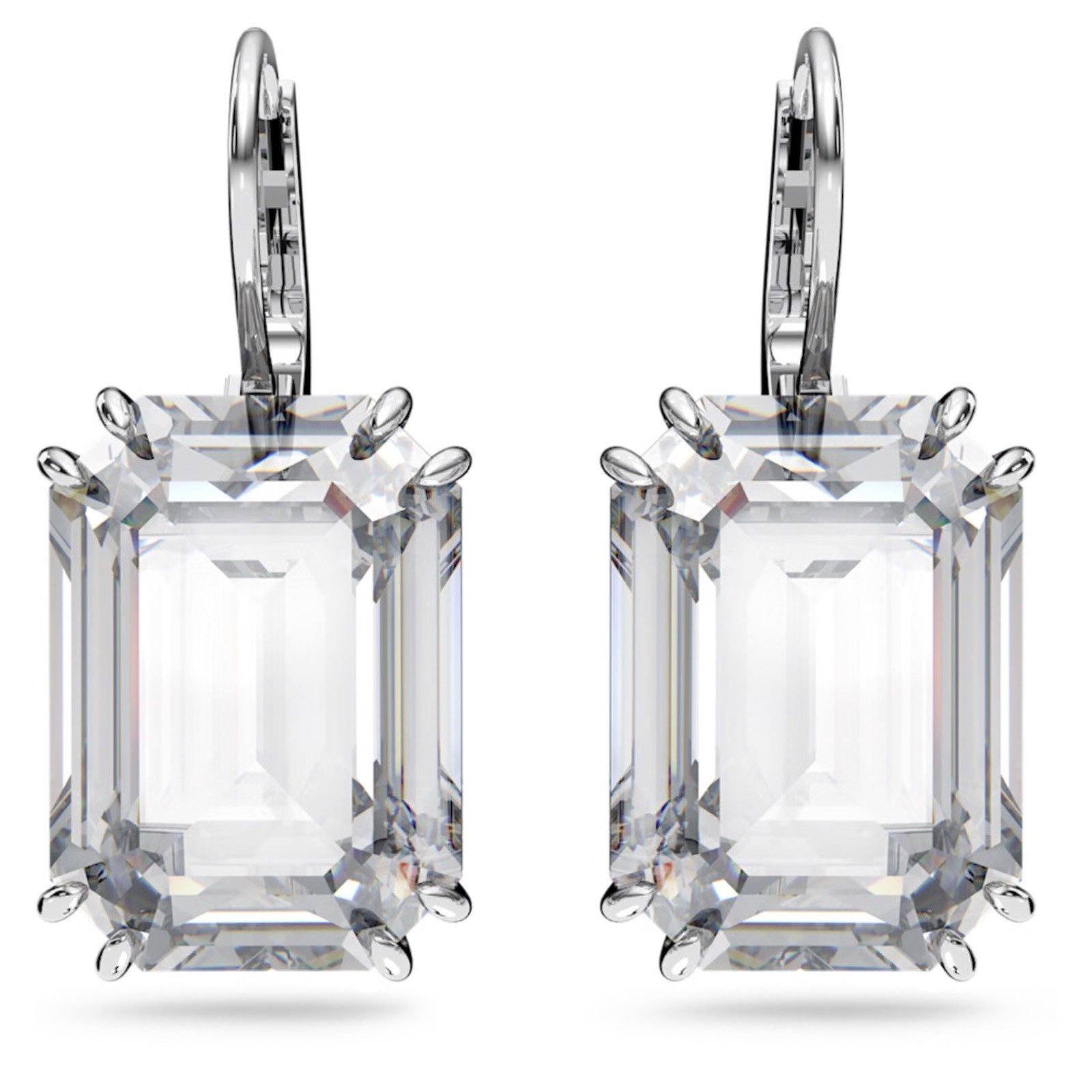 Swarovski Millenia Drop Earrings Octagon Cut, White, Rhodium Plated ...