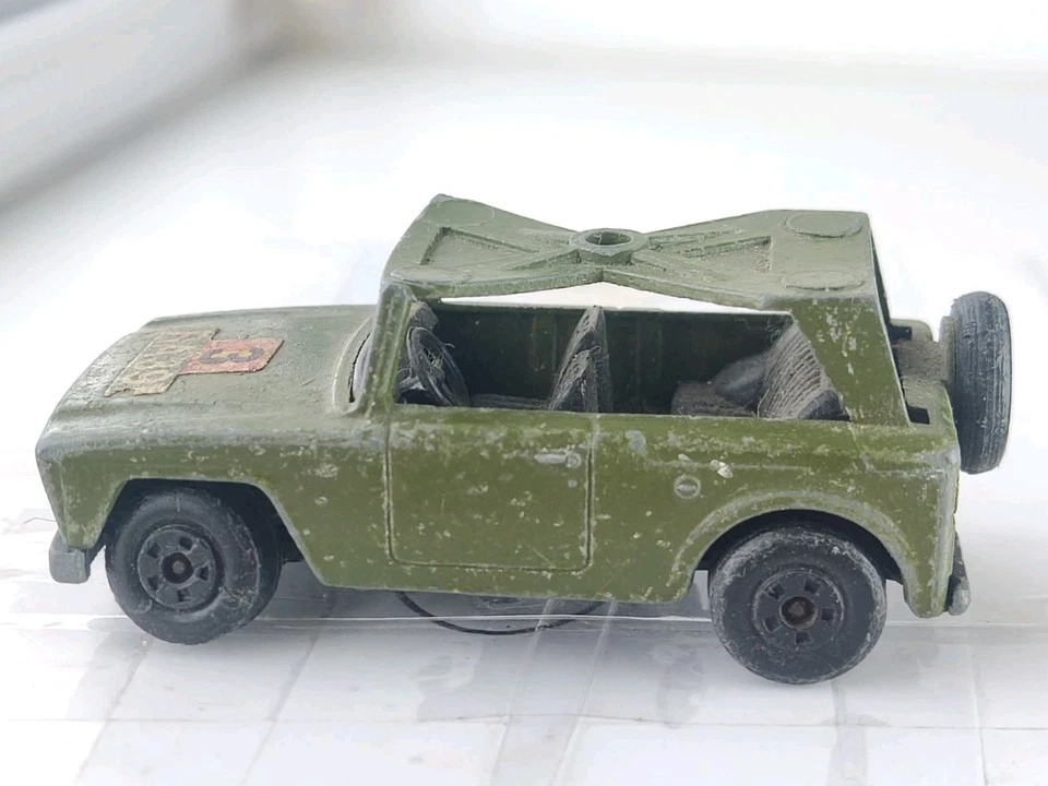 Matchbox Superfast Jeep Field Car 1966 Inghilterra Lesney Diecast auto militare - Immagine 3 di 4