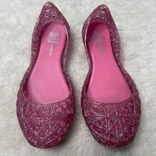 Melissa Kid's Purple Glitter Campana Zig Zag Flats Slip On Shoes Size 2US