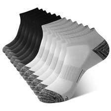 Men's Ankle Socks Athletic Low Cut Cushioned Large 3 black/3 light Grey