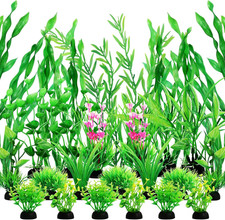 Fish Tank Plants, QUOZUO 20pcs Aquarium Decor Green Plants Artificial Aquarium