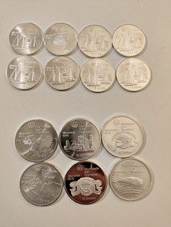 Konvolut Olympia Montreal Silbermünzen (6x10$ 8x5$).485gr 925er Silber