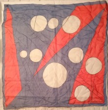 Vintage 60s Vera Neumann Verasheer Modernist Art Red White Blue Silk Blend Scarf
