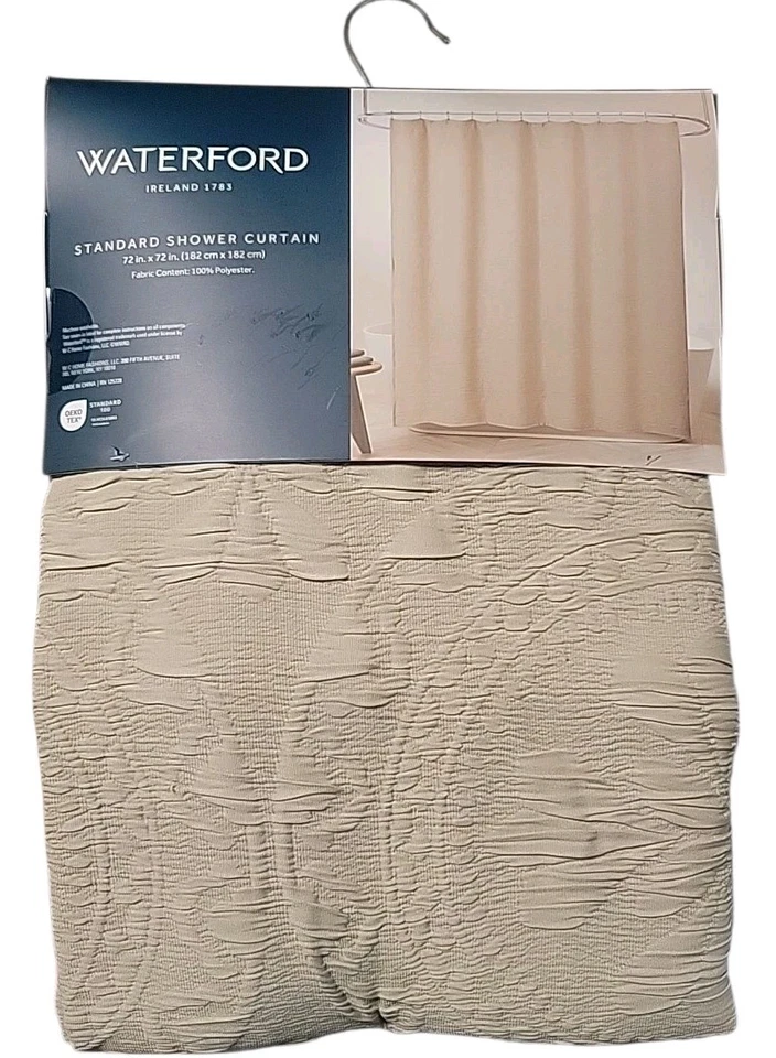 Cortina de ducha de tela texturizada Waterford 72" X 72" - Beige Foto 2 de 2
