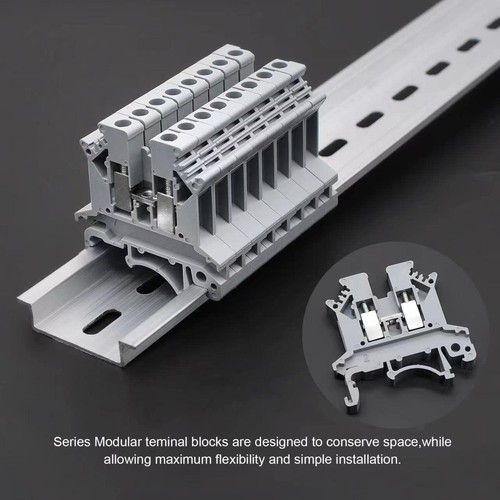 Grey UK2.5B Rail Type Terminal Block Voltage and Current Safety Ground Termin... - Picture 7 of 7