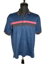 Brooks Brothers Men  s Polo St Andrew's Links Golf Blue Short Sleeve Size Large