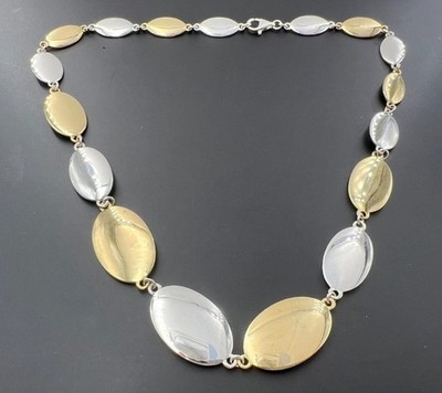 Vintage RLM Studio Robert Lee Morris 92 Sterling Silver Brass Oval Link Necklace
