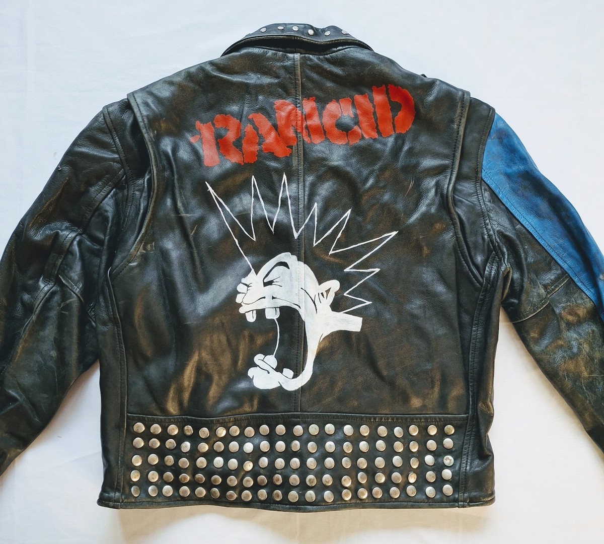 Rancid Mens Hand Painted Studded Battle Leather Jacket Size 50 | eBay