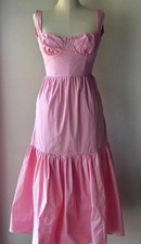 House Of Cb Elia French Pink Cotton Corset Midi Sundress Underwire Xs