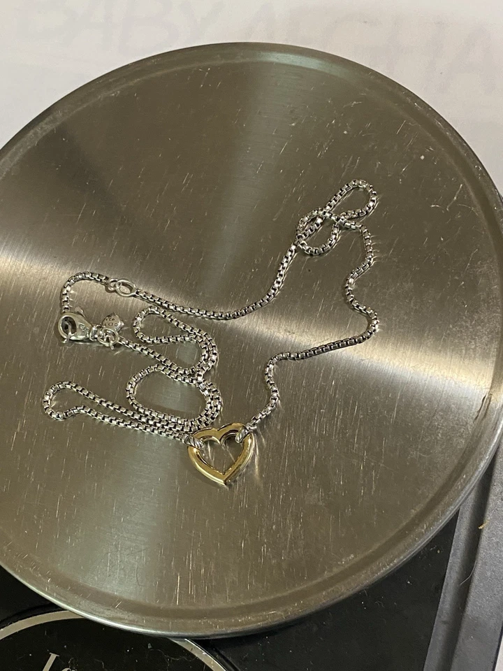 David Yurman Cable Heart Station Necklace with 18K Gold Reversible - Image 4 of 4