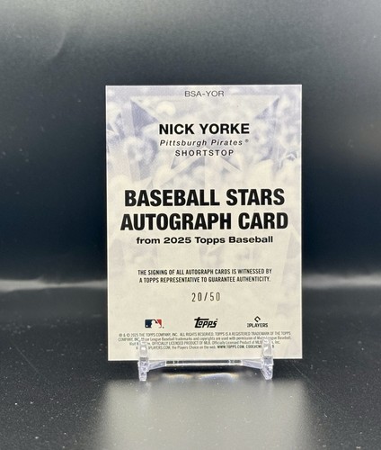 2025 Topps Nick Yorke #BSA-YOR Baseball Stars Rookie Auto RC - Gold /50 - Picture 2 of 2