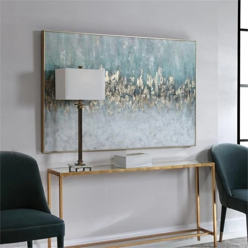 Uttermost Divide Coastal Firwood and Canvas Abstract Hand Painted Art in Blue - Picture 7 of 9
