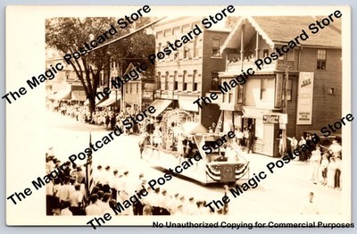 Parade Float WILLIMANTIC Connecticut RPPC Windham County American Flag ~1920s