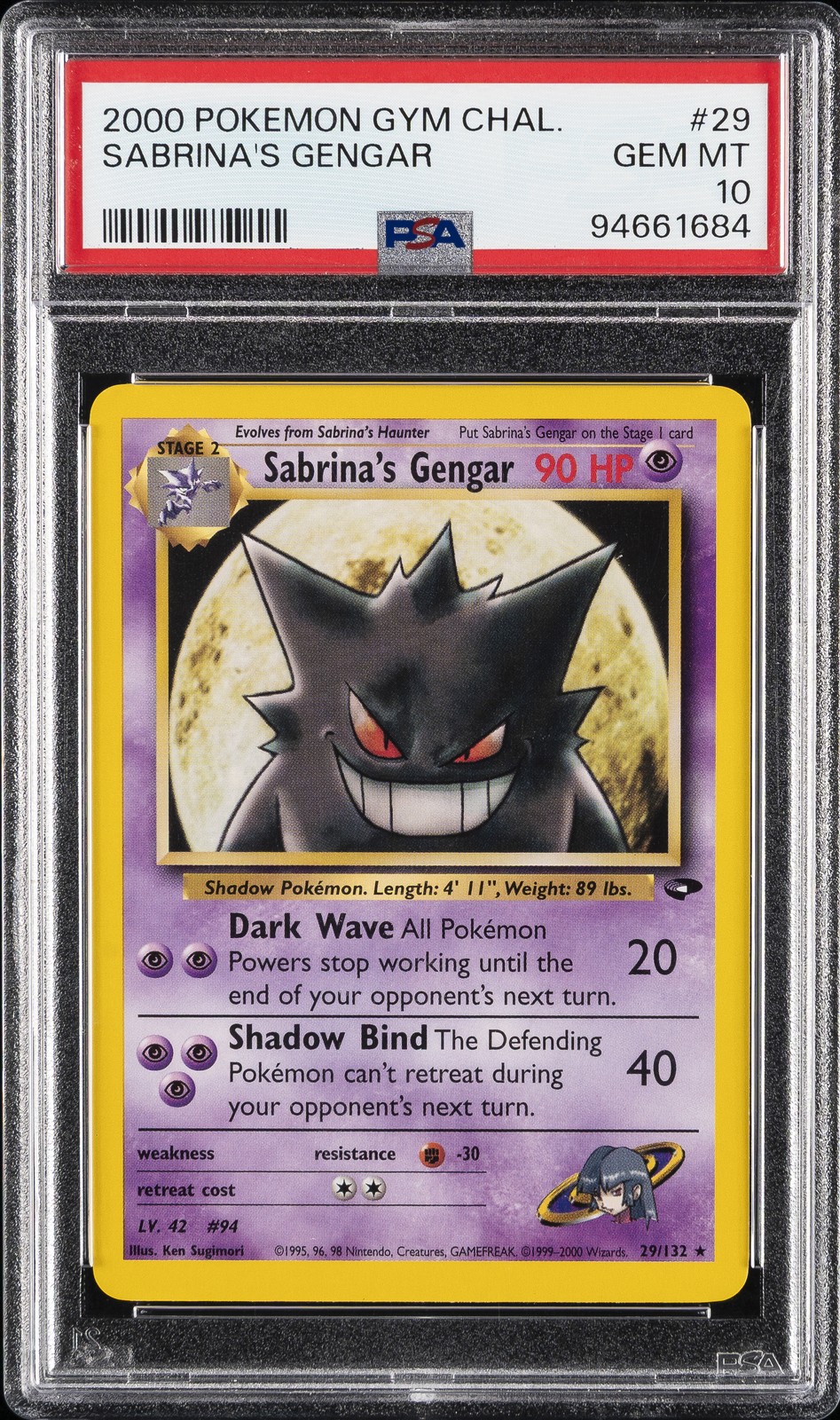 2000 POKEMON GYM CHALLENGE #29 SABRINA'S GENGAR PSA 10
