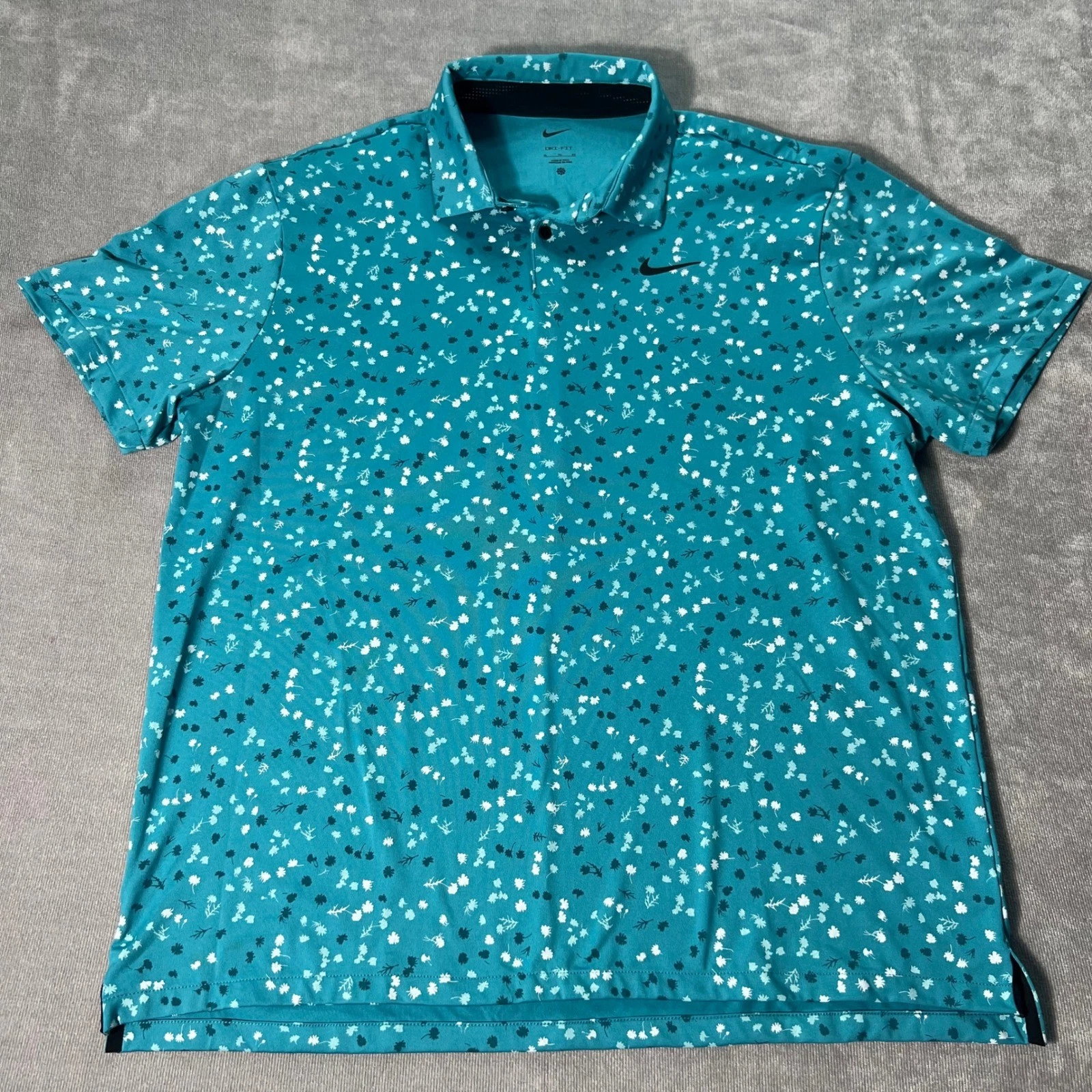 Nike Dri-FIT Victory Golf Polo Teal Floral Print DX6089-367 Mens XL