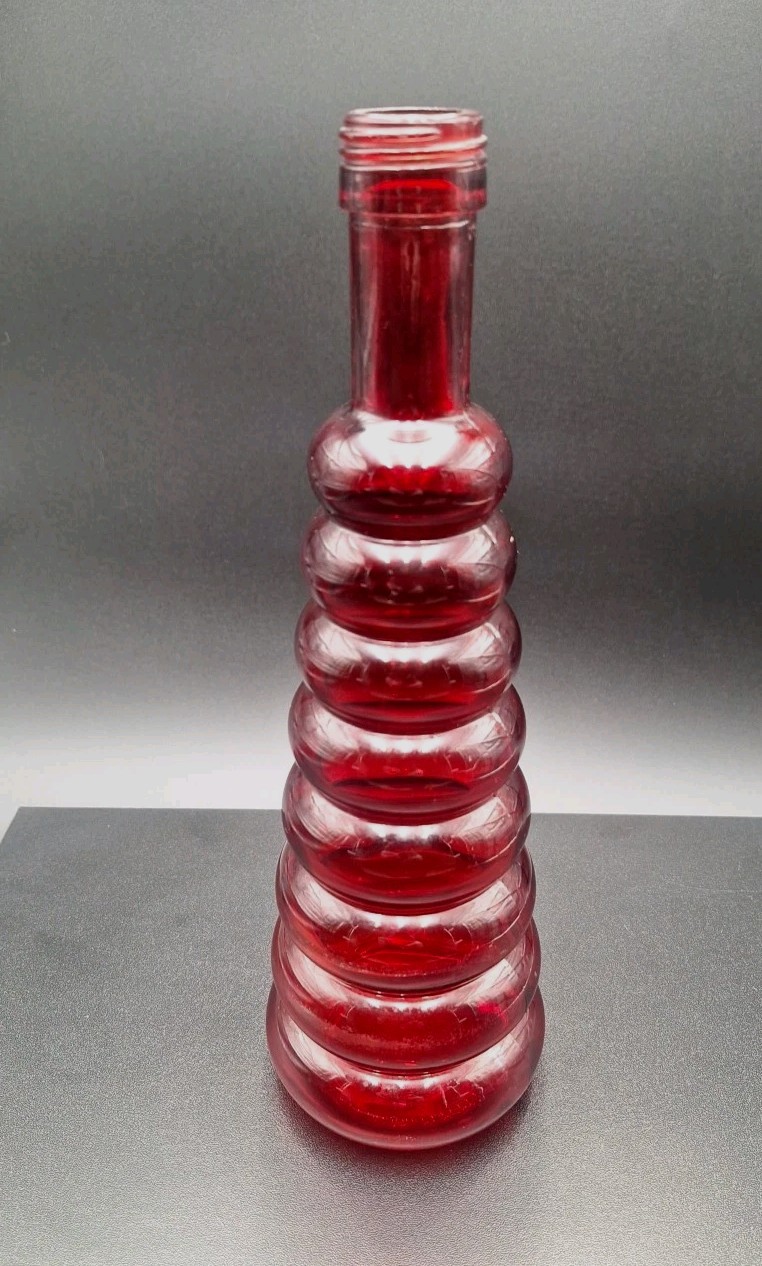 Vtg Ruby Red Bubble-Fluted Bottle Or Decanter Or Vase Beehiv