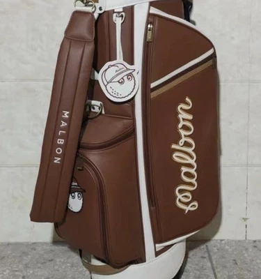 Malbon Golf キャディバッグ ブラウン 1DAY SHIP!] Malbon Golf Caddy Bag Stand Type Brown With 2 hood