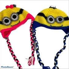 Pair of Crocheted Minion winter Hats