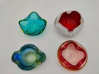 Vintage heavy MURANO Barbini URANIUM Geode glass ashtray lot