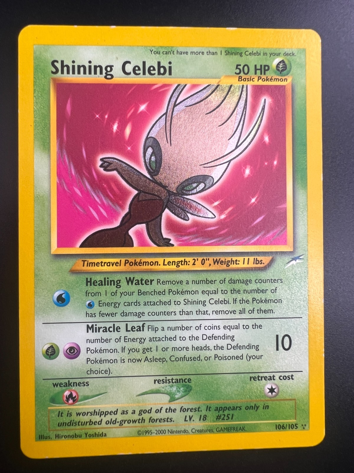 Shining Celebi - 106/105 - Pokemon Neo Destiny Unlimited Holo Rare Card WOTC LP
