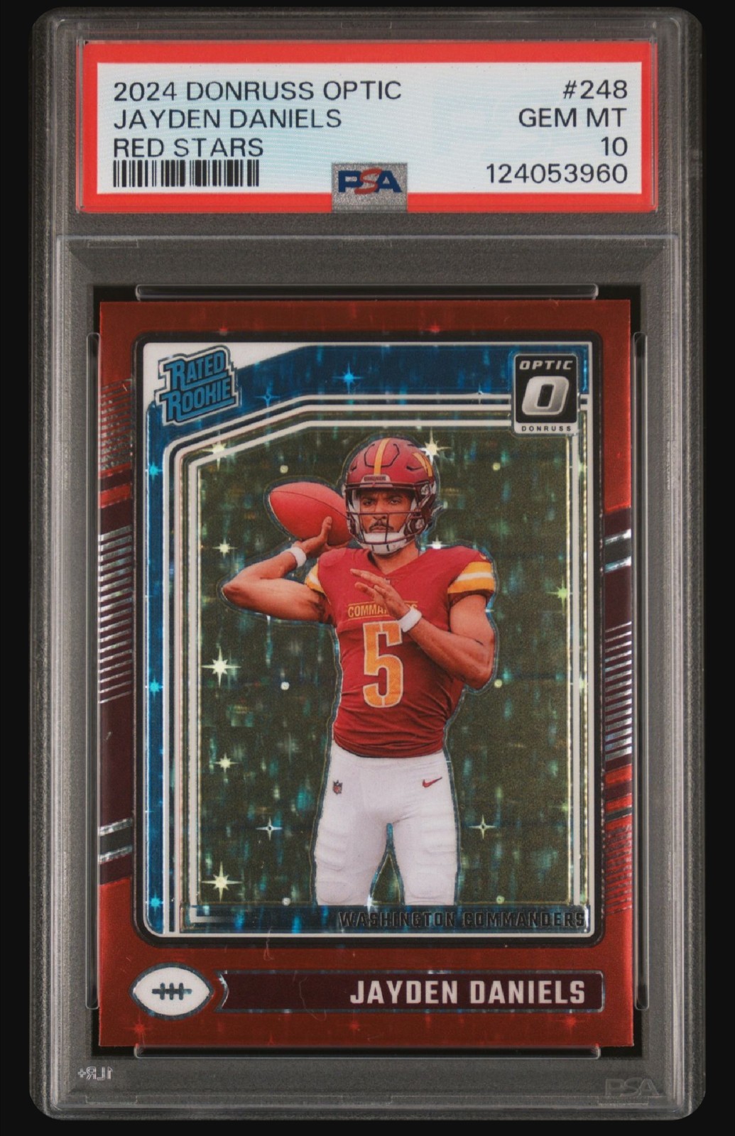2024 Optic Jayden Daniels Red Stars Rated Rookie #248 SSP PSA 10