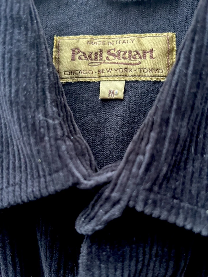 Quality Paul Stuart Italy Corduroy Shirt Mens Medium Black Button Up Long Sleeve - Image 2 of 4