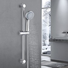 Shower Riser Rail Kit Slider Adjustable Chrome Head Holder Bracket Bathroom Set