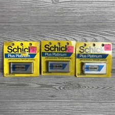 Vintage Schick Plus Platinum Double Edge Razor Blades Lot of 3 Packs 5ct NOS