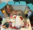 Vintage 1960s Mattel Barbie Ken Midge Allan Dolls Clothes Accessories Case