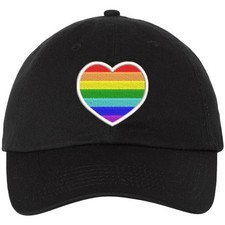 Rainbow Heart Embroidered Hat LGBTQ Pride Fashion Gender Neutral Baseball Cap
