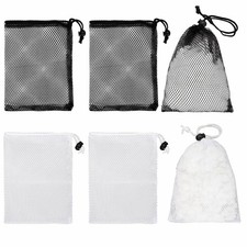 EOMTUR 10 Pcs Small Mesh Bags Drawstring,7.87x6 Inch Black Nylon Net Bags
