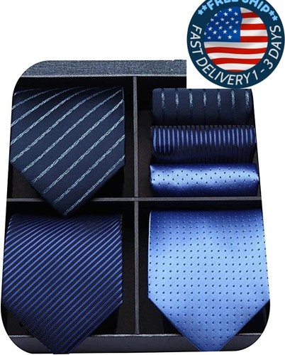 Set de corbatas para hombres azul y negra elegantes regalo para hombres 3pcs