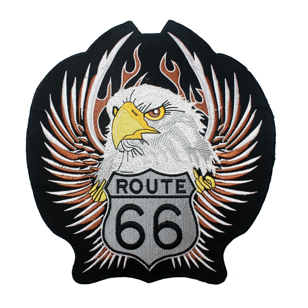 Patch Iron-on Embroidered Route 66 Motorcycle Clothing Biker Gilet Jacket Big