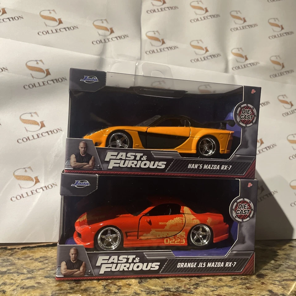 JADA FAST & FURIOUS 1/32 HAN'S MAZDA RX-7 & ORANGE JLS MAZDA RX-7 LOT OF 2 - Image 4 of 4