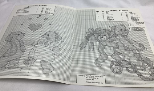 Drei Teddybär Kreuzstich Flugblätter 1980er Jahre Muster FWT231029/CB - Bild 3 von 6
