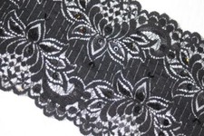 5 yards BLACK stretch trim sewing LACE iridescent sequins bugle beads 6" wide