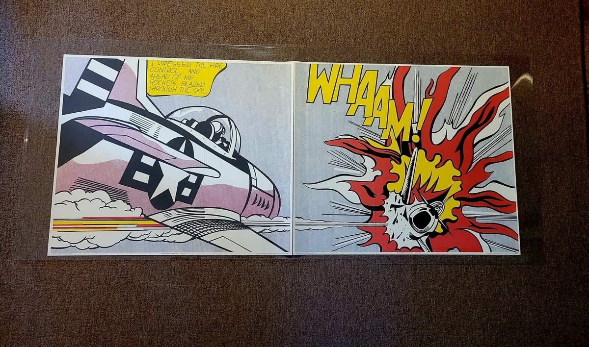 Vintage Signed Roy Lichtenstein Diptych WHAAM 2 Panel Offset Litho