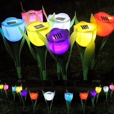 6x Outdoor Solar Powered LED Tulip Flower Lights Garden Lawn Pathway Decor Lamp