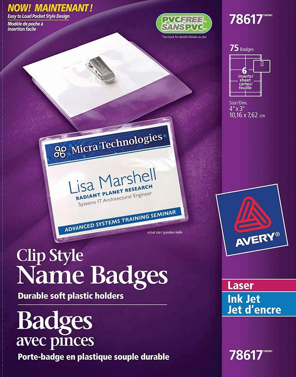 まみゅぱ Avery 78617 Clip Style Laser/Inkjet Name Badge Kit, 4