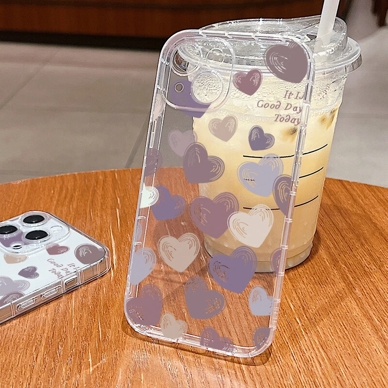 For iPhone 15 14 13 Pro Max 12 11 Heart Flower TPU Shockproof Phone Case Cover - Image 4 of 4