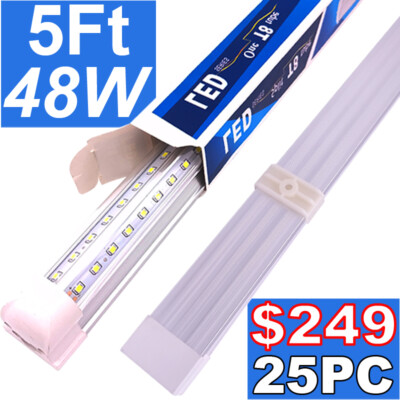 5Ft LED Shop Light Fixture Linkable 6500K Daylight White Tube Light High Output