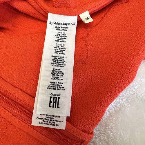 By Malene Birger Coral Red Floral Lace Overlay Blouse Cap Sleeve Top Sz L - Picture 12 of 13